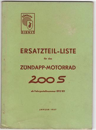 Original Ersatzteilliste Typ 200 S